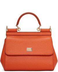 Женская оранжевая кожаная сумка от Dolce & Gabbana