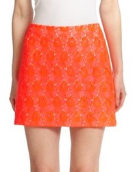 Оранжевая кружевная мини-юбка