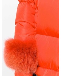 Женская оранжевая куртка-пуховик от Moncler
