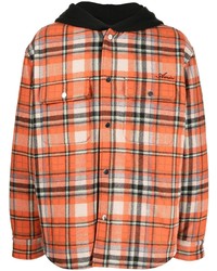 Мужская оранжевая куртка-рубашка в шотландскую клетку от Amiri
