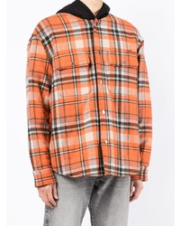Мужская оранжевая куртка-рубашка в шотландскую клетку от Amiri