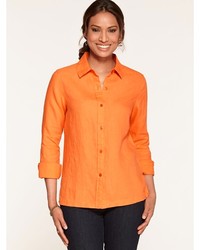Оранжевая легкая блуза на пуговицах