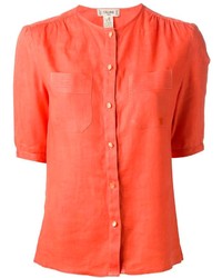 Оранжевая легкая блуза на пуговицах от Celine