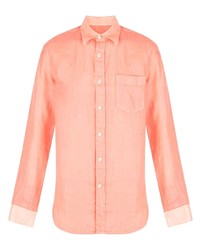 Мужская оранжевая льняная рубашка с длинным рукавом от 120% Lino