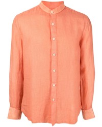 Мужская оранжевая льняная рубашка с длинным рукавом от 120% Lino
