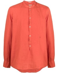 Мужская оранжевая льняная рубашка с длинным рукавом от Massimo Alba