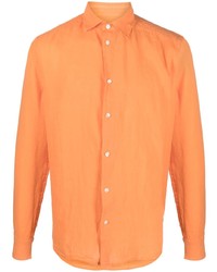 Мужская оранжевая льняная рубашка с длинным рукавом от Peuterey