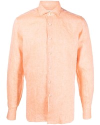 Мужская оранжевая льняная рубашка с длинным рукавом от Xacus