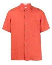 Мужская оранжевая льняная рубашка с коротким рукавом от Massimo Alba