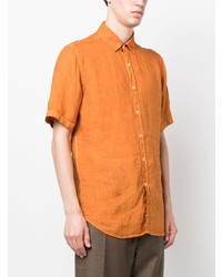 Мужская оранжевая льняная рубашка с коротким рукавом от Canali
