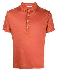 Мужская оранжевая льняная футболка-поло от Boglioli
