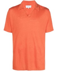 Мужская оранжевая льняная футболка-поло от Officine Generale