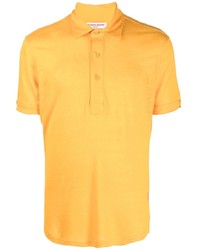 Мужская оранжевая льняная футболка-поло от Orlebar Brown