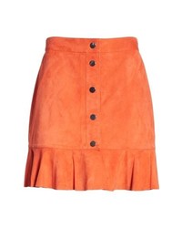 Оранжевая мини-юбка с рюшами