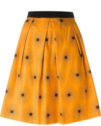 Оранжевая пышная юбка с принтом