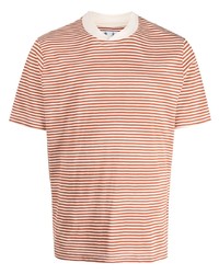 Оранжевая рваная футболка с круглым вырезом
