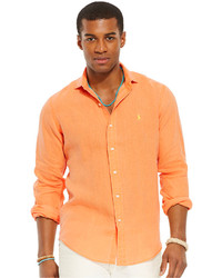 Оранжевая рубашка с длинным рукавом