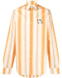 Мужская оранжевая рубашка с длинным рукавом в вертикальную полоску от EGONlab