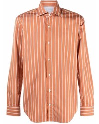Мужская оранжевая рубашка с длинным рукавом в вертикальную полоску от Eleventy
