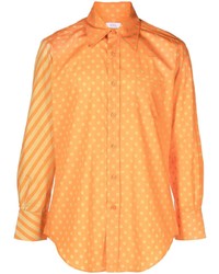 Мужская оранжевая рубашка с длинным рукавом в горошек от ERL