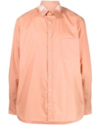 Мужская оранжевая рубашка с длинным рукавом в стиле пэчворк от Kolor