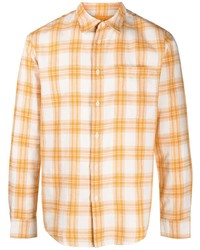 Мужская оранжевая рубашка с длинным рукавом в шотландскую клетку от Sandro Paris