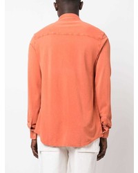 Мужская оранжевая рубашка с длинным рукавом из шамбре от Fedeli
