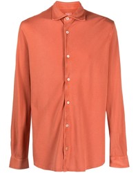 Мужская оранжевая рубашка с длинным рукавом из шамбре от Fedeli