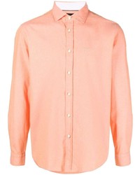 Мужская оранжевая рубашка с длинным рукавом с вышивкой от BOSS