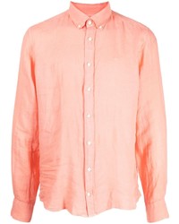 Мужская оранжевая рубашка с длинным рукавом с вышивкой от Hackett
