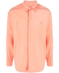 Мужская оранжевая рубашка с длинным рукавом с вышивкой от MSGM