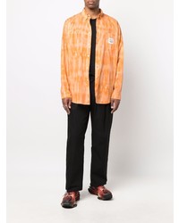 Мужская оранжевая рубашка с длинным рукавом с принтом тай-дай от Kenzo