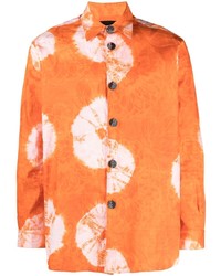 Мужская оранжевая рубашка с длинным рукавом с принтом тай-дай от Labrum London