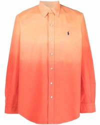 Мужская оранжевая рубашка с длинным рукавом с принтом тай-дай от Polo Ralph Lauren