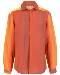 Мужская оранжевая рубашка с длинным рукавом с принтом от Amir Slama
