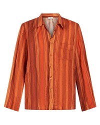 Мужская оранжевая рубашка с длинным рукавом с принтом от Etro