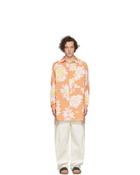 Мужская оранжевая рубашка с длинным рукавом с цветочным принтом от Jacquemus
