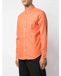 Мужская оранжевая рубашка с длинным рукавом от Supreme