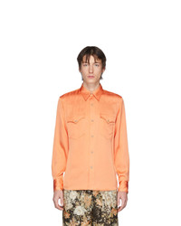 Мужская оранжевая рубашка с длинным рукавом от Dries Van Noten