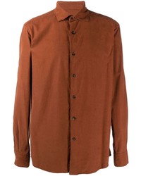 Мужская оранжевая рубашка с длинным рукавом от Ermenegildo Zegna