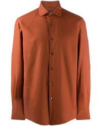 Мужская оранжевая рубашка с длинным рукавом от Ermenegildo Zegna