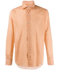 Мужская оранжевая рубашка с длинным рукавом от Finamore 1925 Napoli