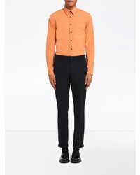 Мужская оранжевая рубашка с длинным рукавом от Prada