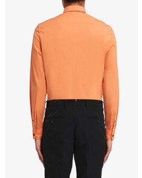 Мужская оранжевая рубашка с длинным рукавом от Prada