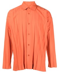 Мужская оранжевая рубашка с длинным рукавом от Homme Plissé Issey Miyake