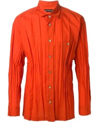 Мужская оранжевая рубашка с длинным рукавом от Issey Miyake