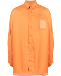 Мужская оранжевая рубашка с длинным рукавом от Raf Simons