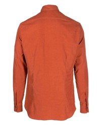 Мужская оранжевая рубашка с длинным рукавом от Mazzarelli