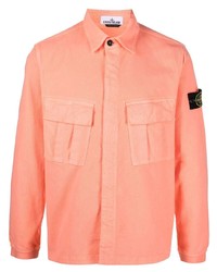 Мужская оранжевая рубашка с длинным рукавом от Stone Island