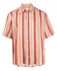 Мужская оранжевая рубашка с коротким рукавом в вертикальную полоску от (di)vision